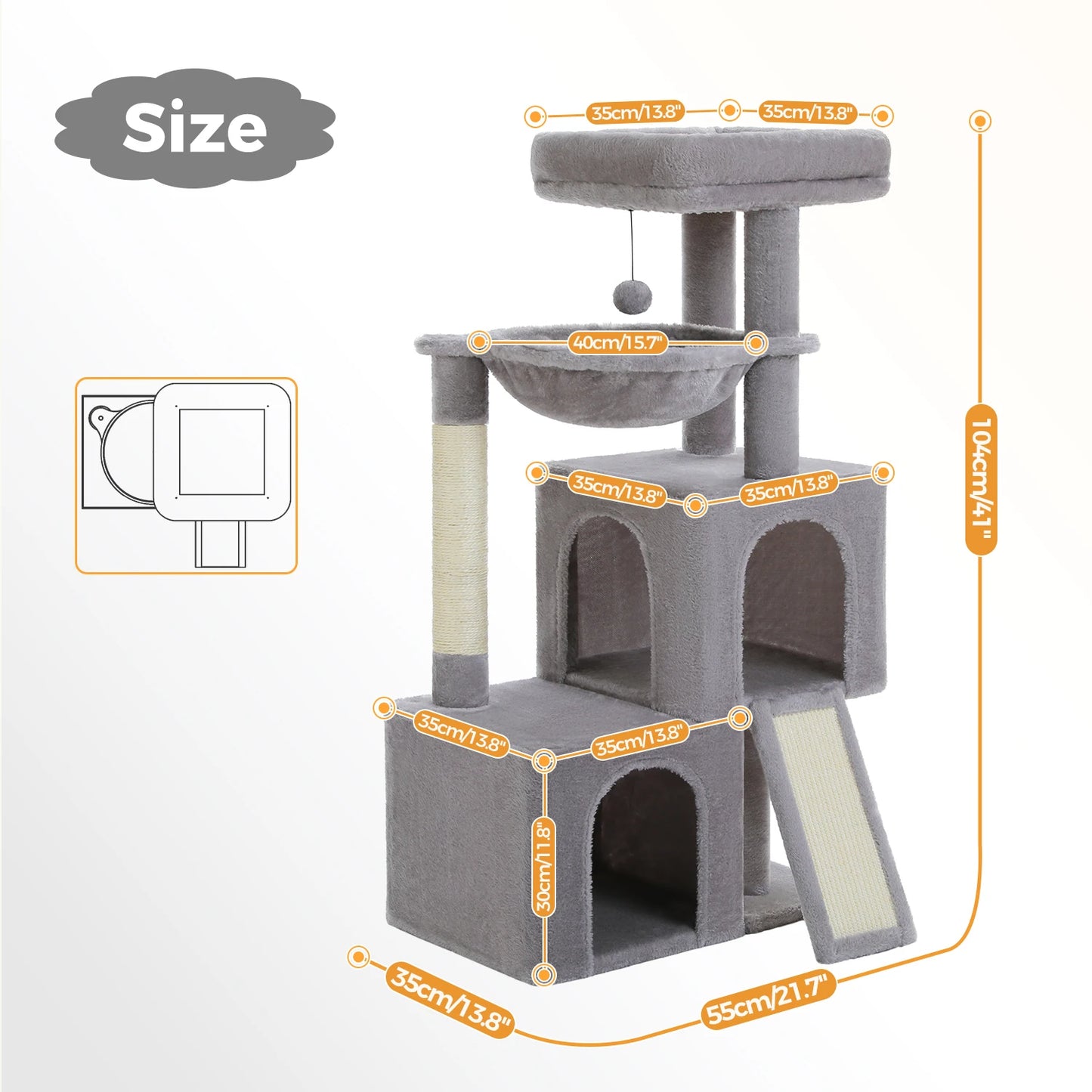 PAWZ Road Multi Level Cat Tree With Condos Hammock
