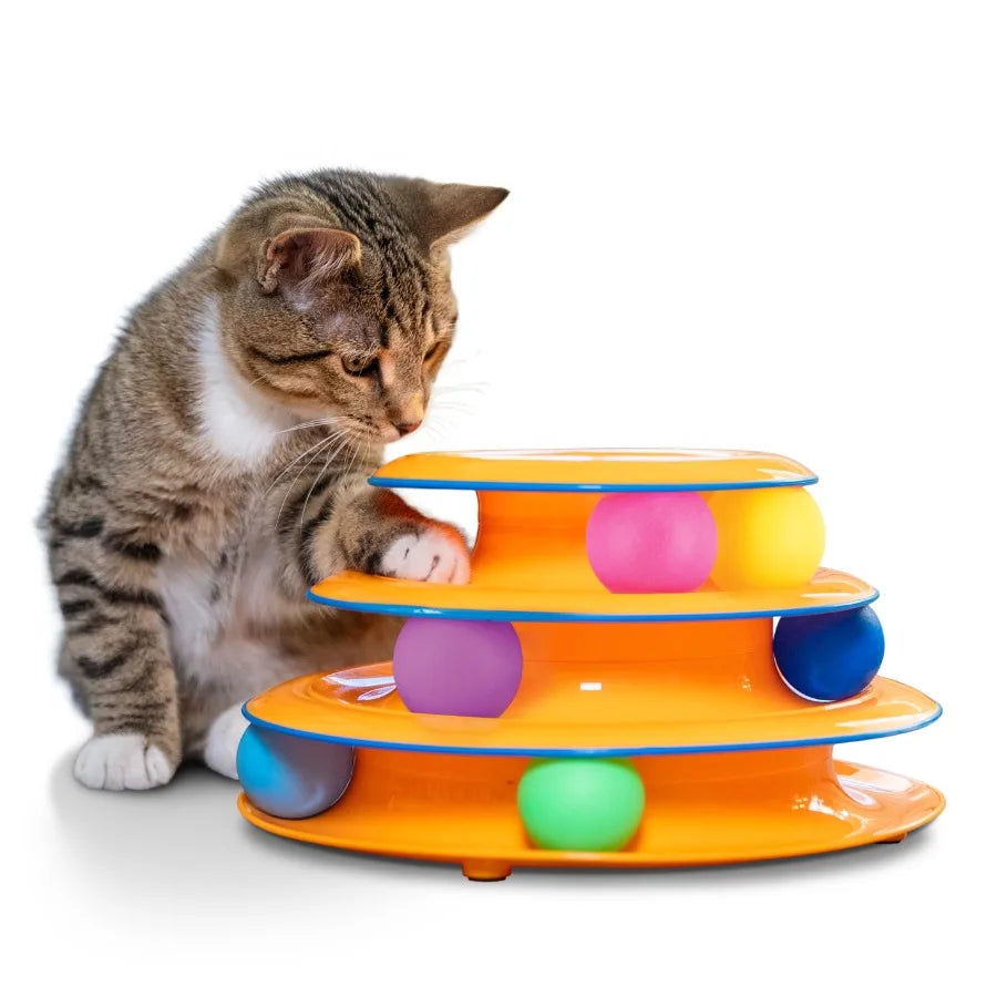 Meowsome Infinity Ball Track for Cats, Figure-8 Shaped, Compatible with 2-in-1 Topper Toys, Blue