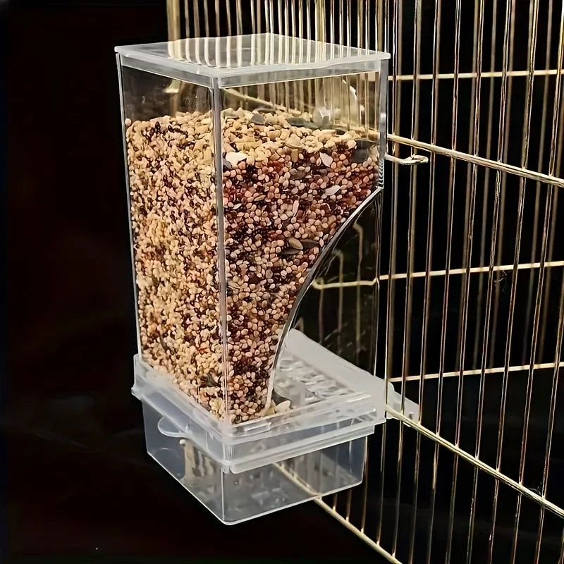 Transparent Automatic Bird Feeder With Anti Splash Shield For Outdoor Use