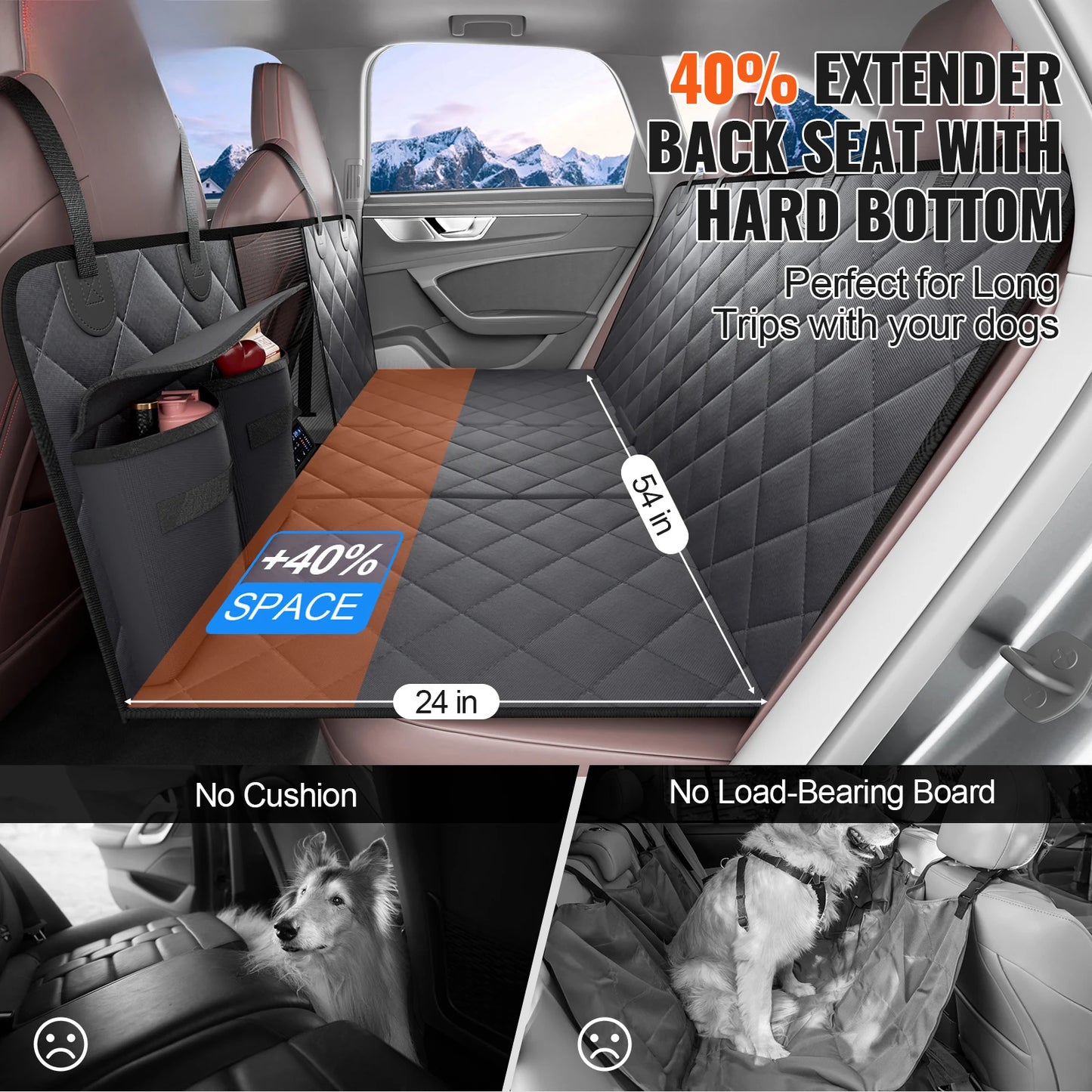 SucceBuy Back Seat Extender For Dogs Waterproof Car Hammock