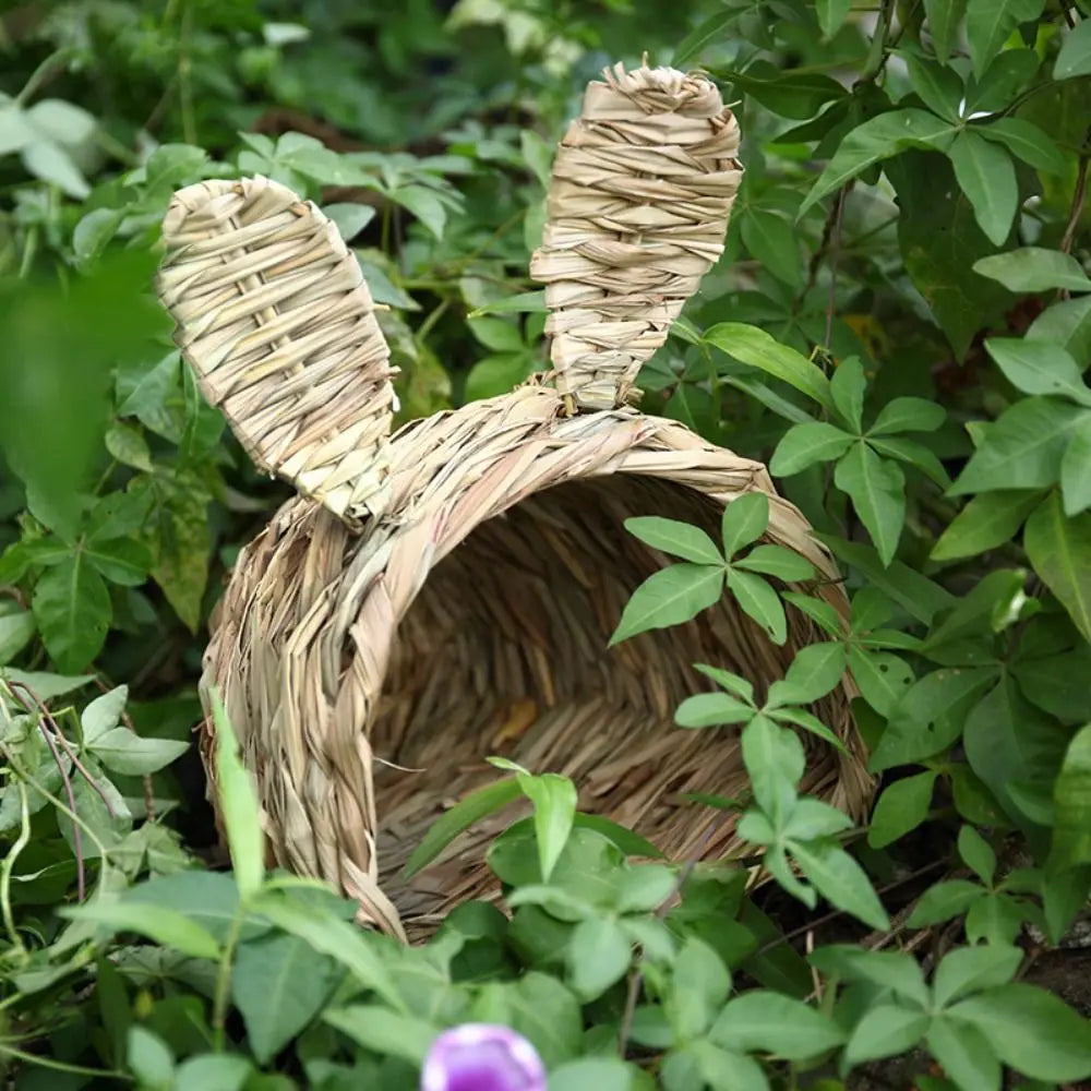Bunny Grass Nest Bite Resistant Handwoven Straw Tunnel For Pets
