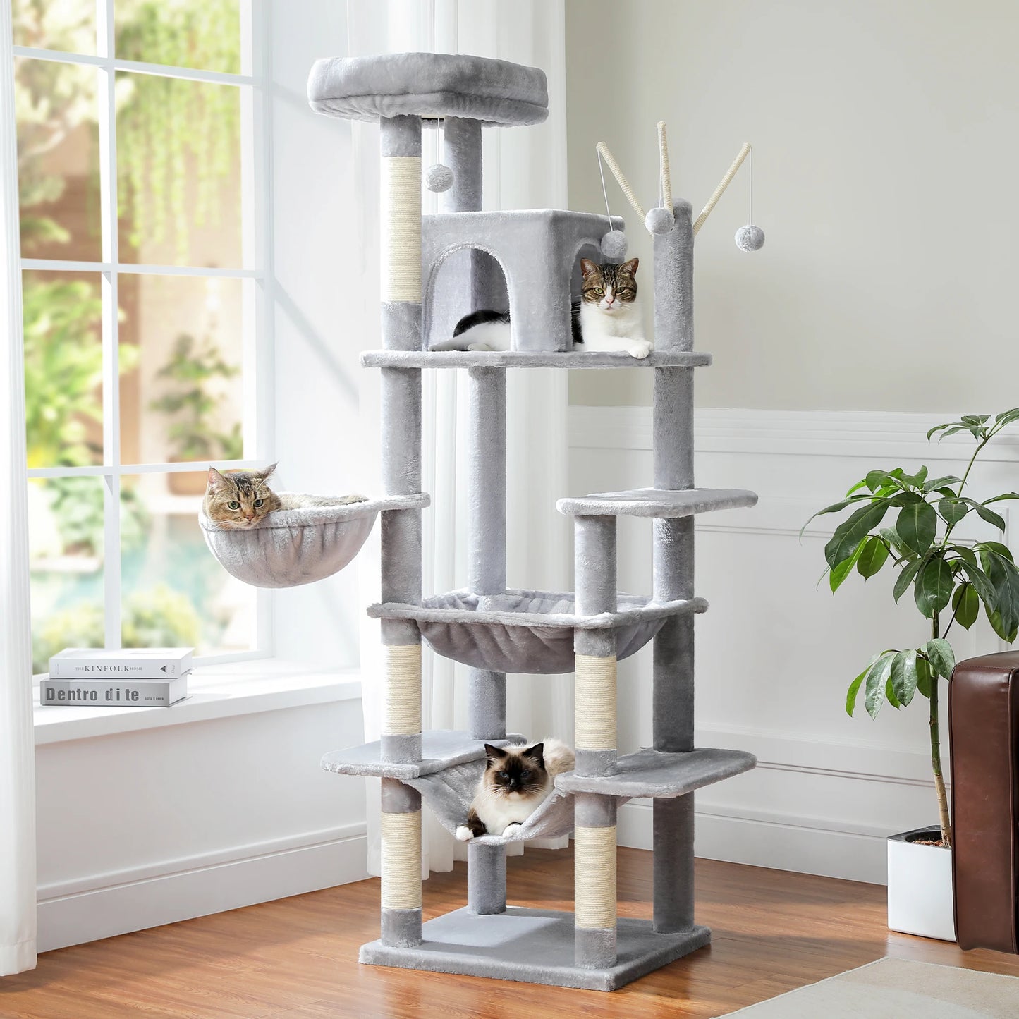 PAWZ Road Cat Tree Tower With Plush Condos Perches And Scratching Posts