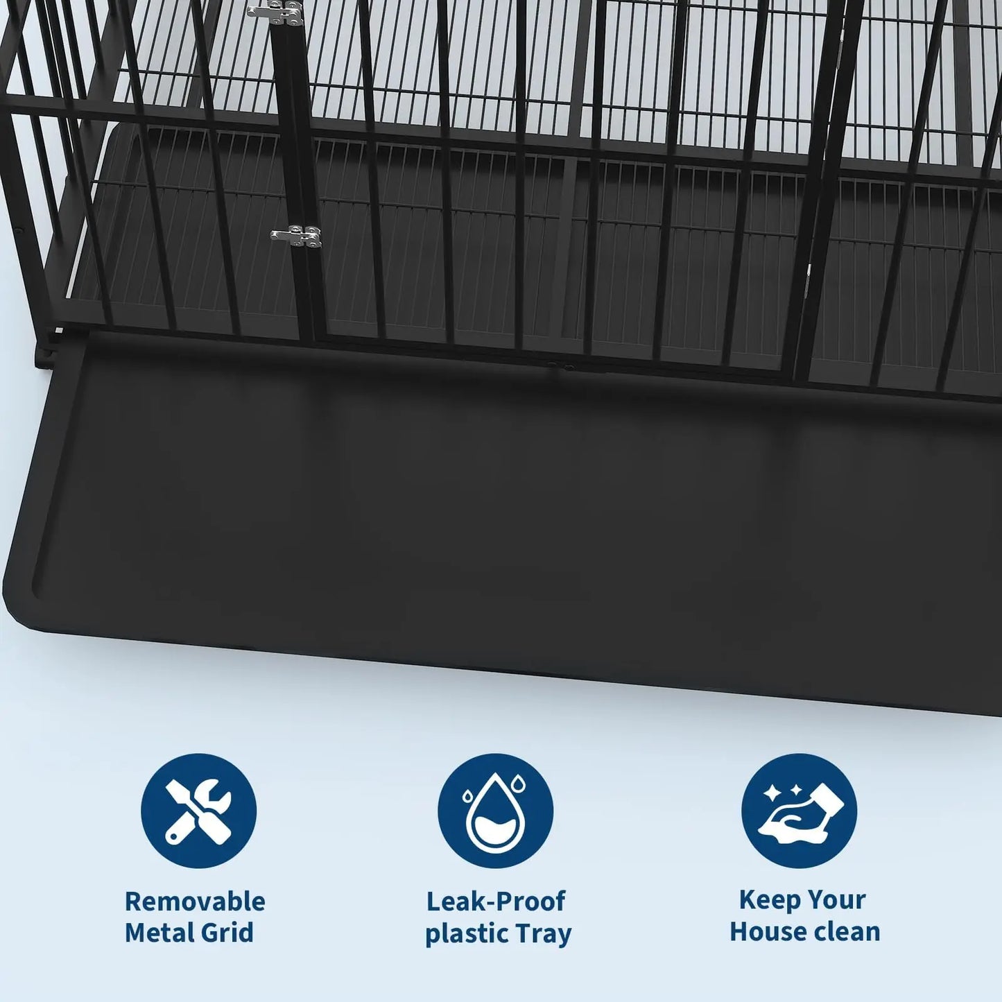 HiMISS Indestructible Heavy Duty Stainless Steel Dog Crate With Wheels