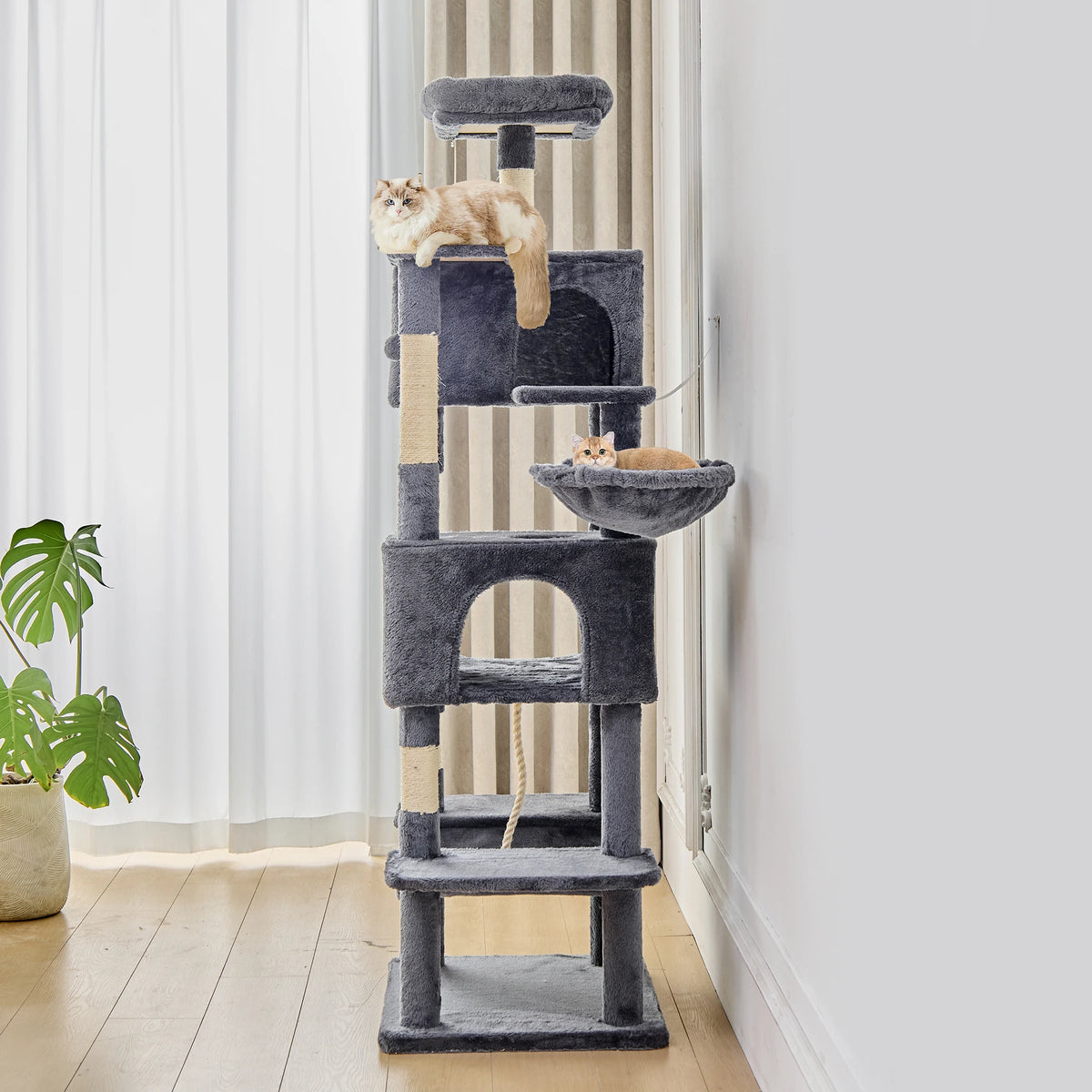JHK Multi Level Cat Tree With Sisal Scratching Condo