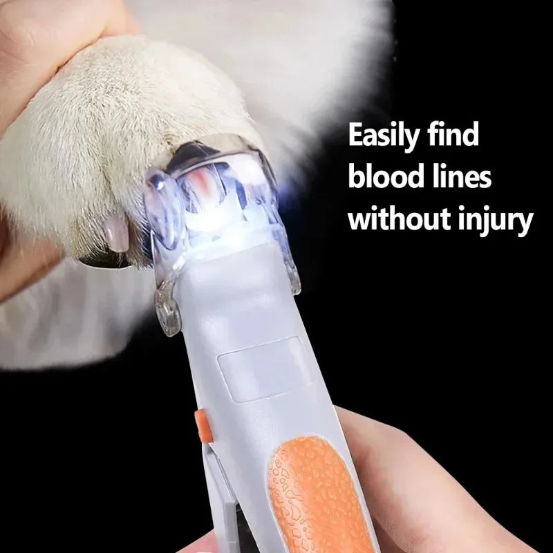 LED Light Equipped Pet Nail Trimmer Portable Claw Care Accessory Suitable For Dog Cat Household Daily Paw Grooming
