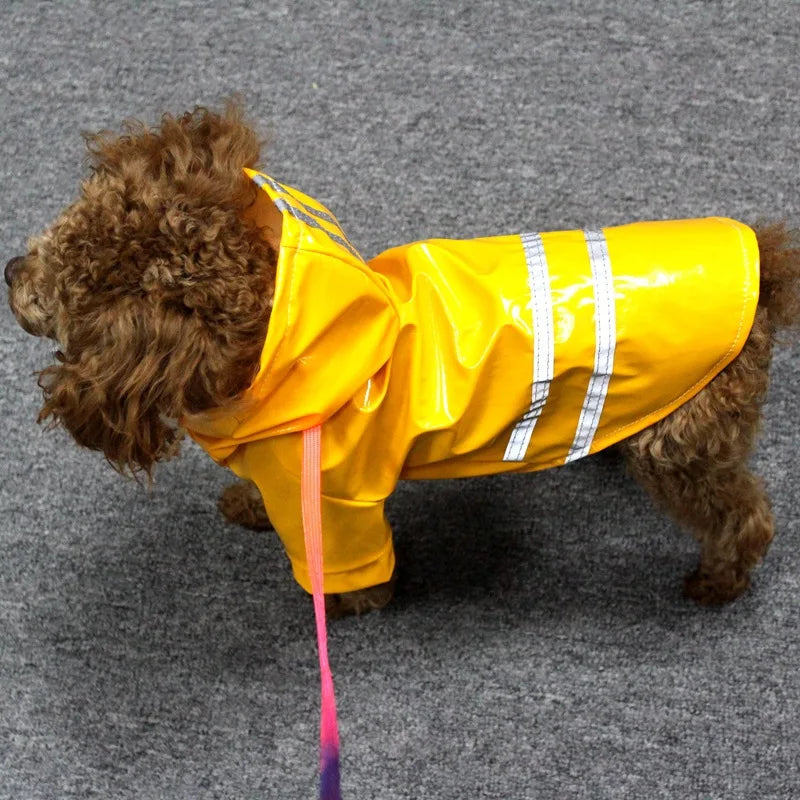 Waterproof PU Dog Raincoat With Reflective Safety Hood