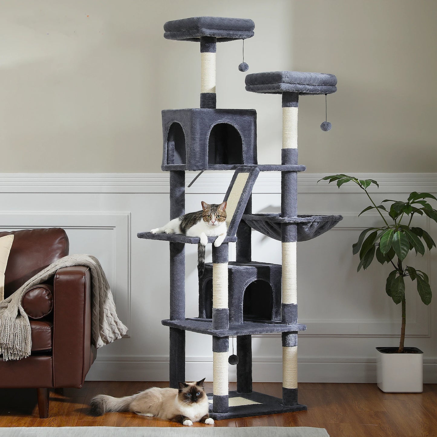 PAWZ Road Cat Tree Tower With Plush Condos Perches And Scratching Posts