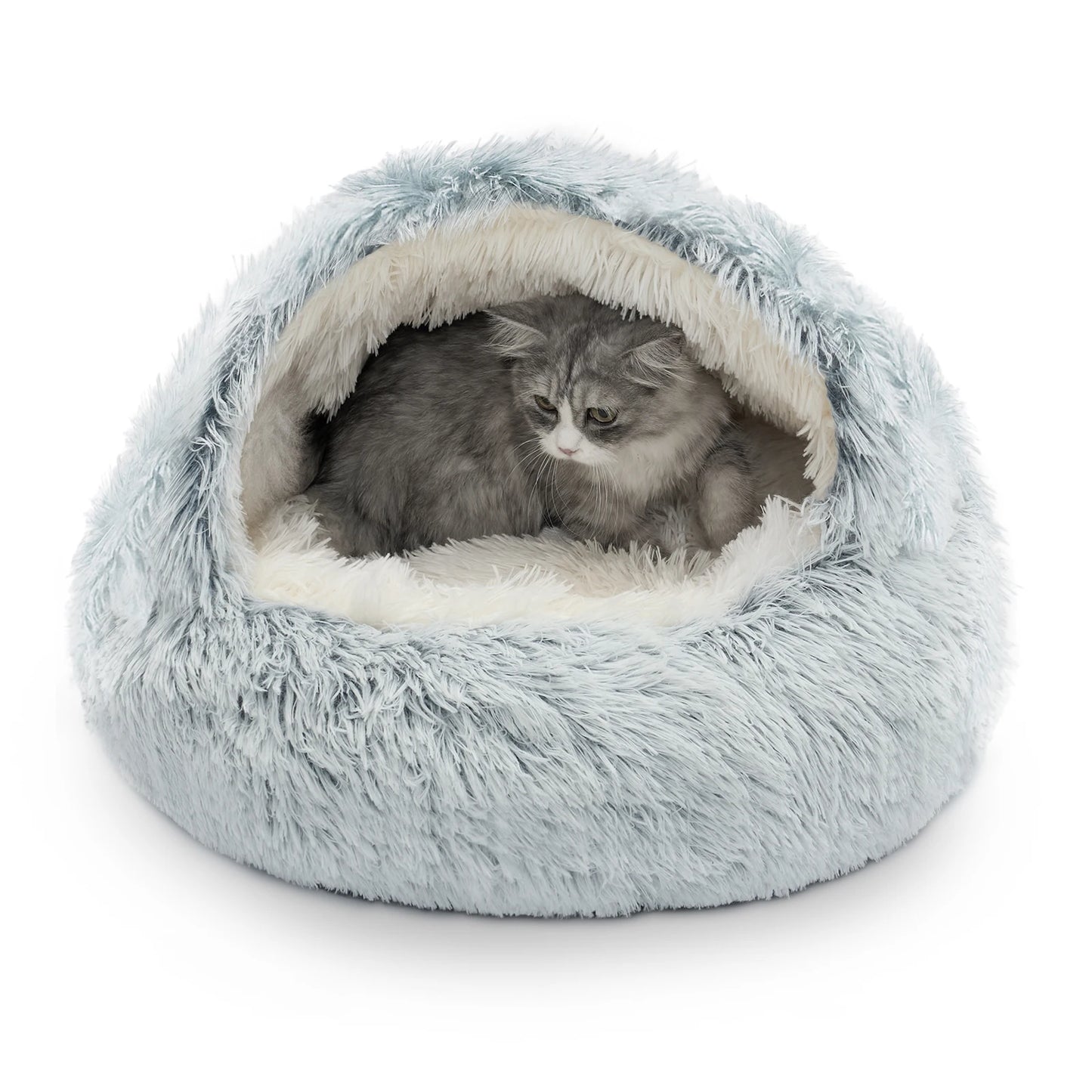 Soft Semi-Enclosed Cat Dog Nest Bed For Indoor Pet Comfort
