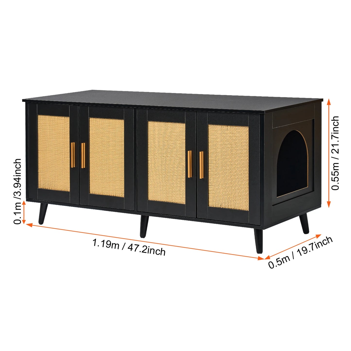 Cat Litter Box Enclosure Cabinet For Two Cats, Hidden Wooden Design