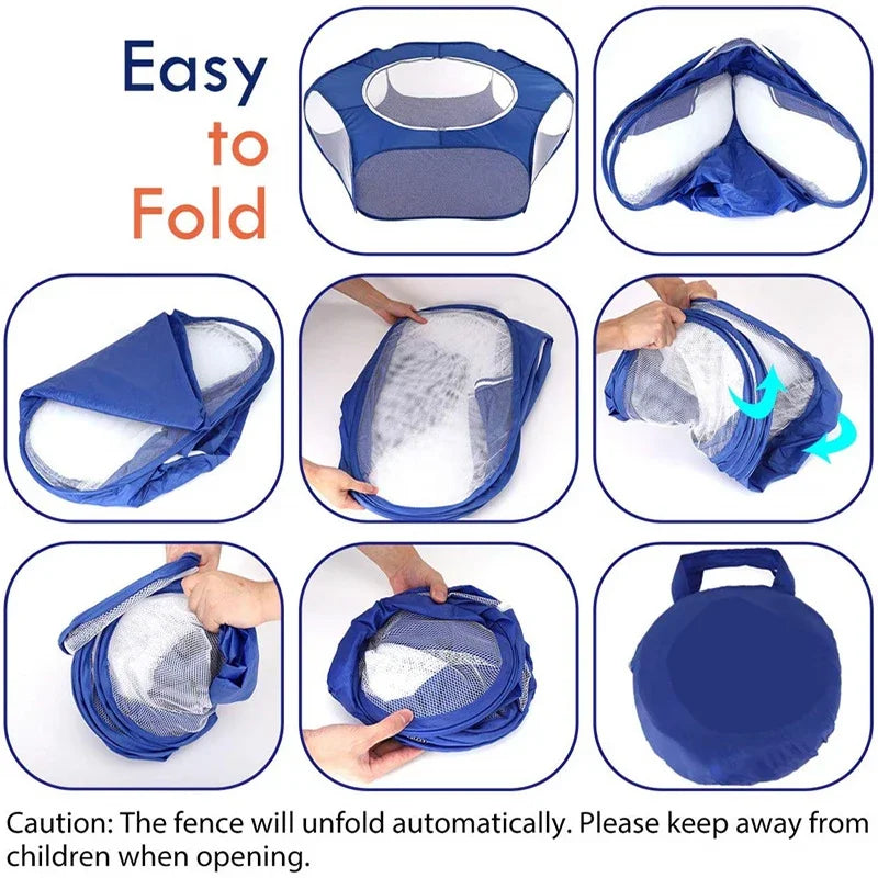 Portable Transparent Pet Cage Playpen Foldable For Dogs Cats Hamsters