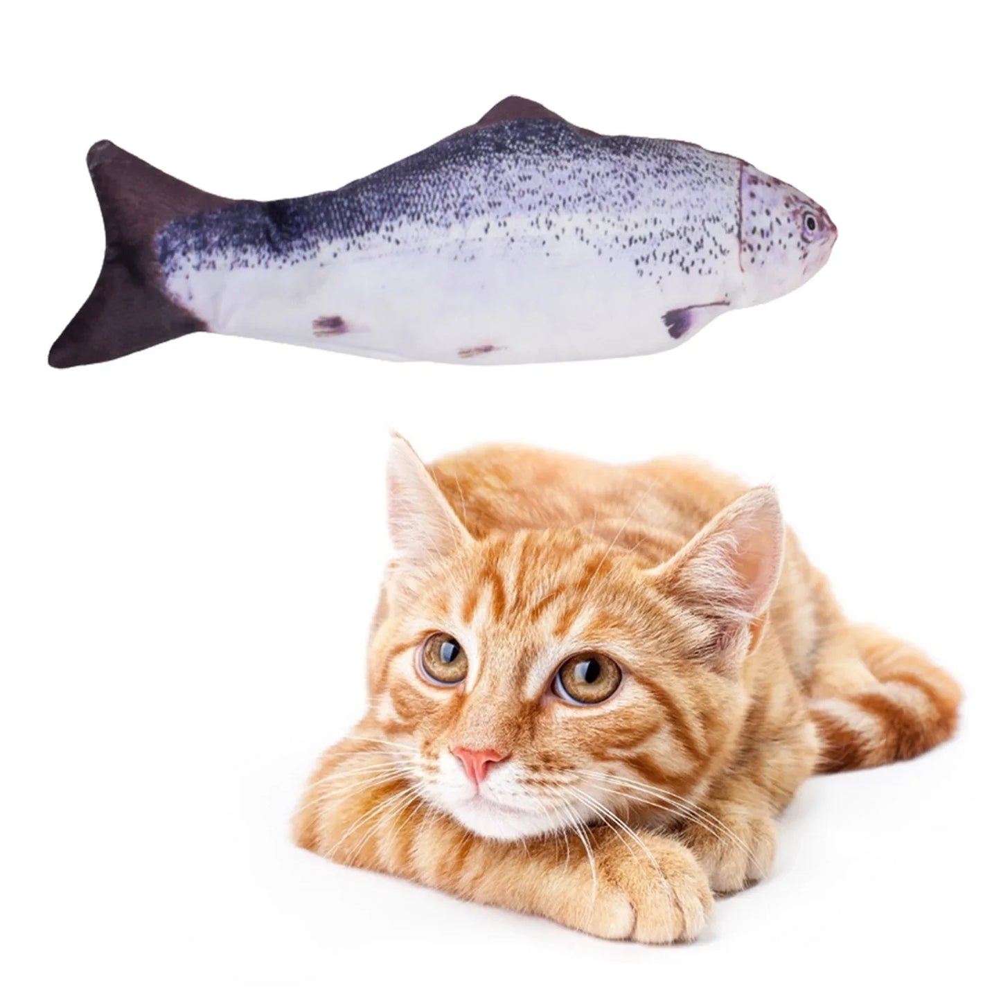 USB Rechargeable Floppy Fish Cat Toy, Interactive Realistic Fish For Cats