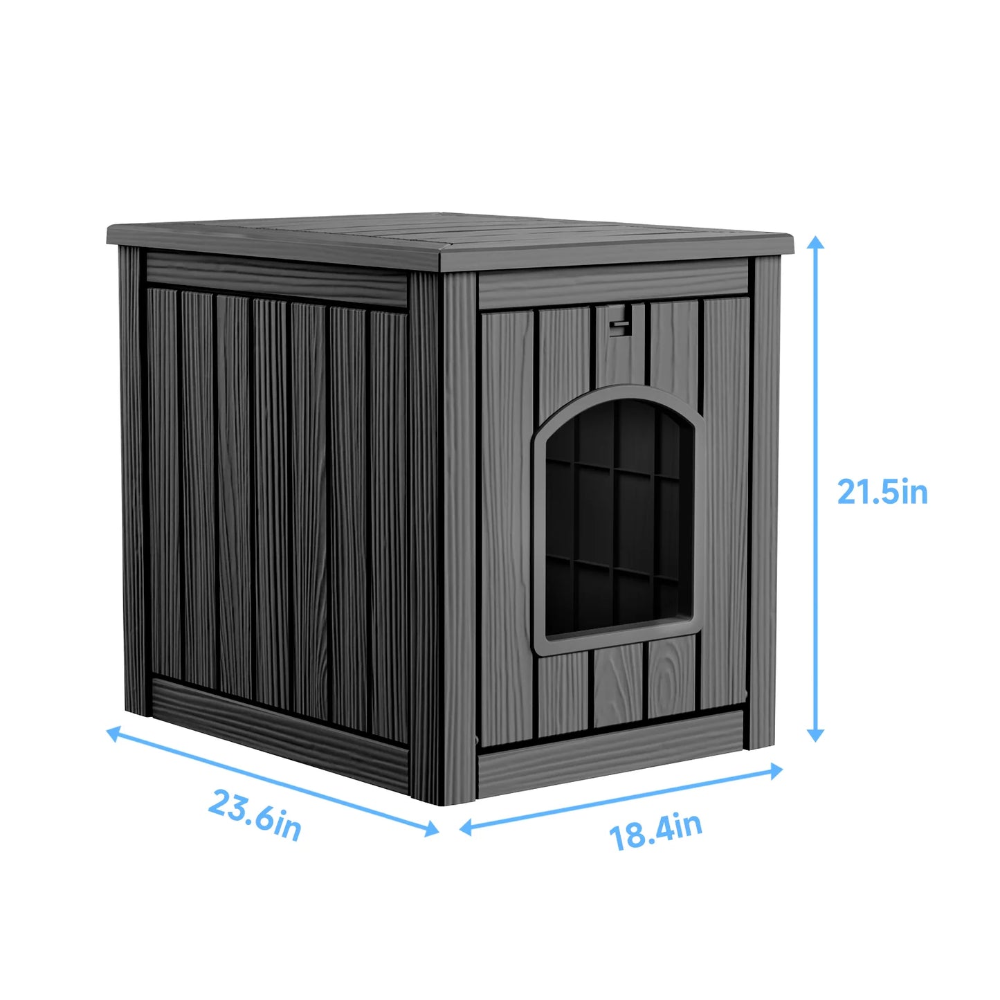 30 Gallon Resin 2-in-1 Cat House End Table, Waterproof Indoor Outdoor Pet Kennel for Small Dogs