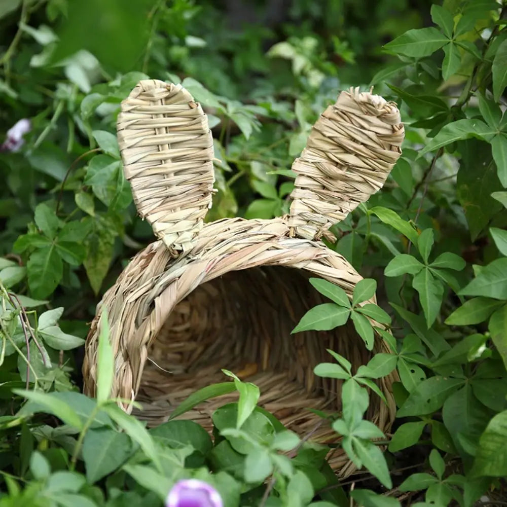 Bunny Grass Nest Bite Resistant Handwoven Straw Tunnel For Pets