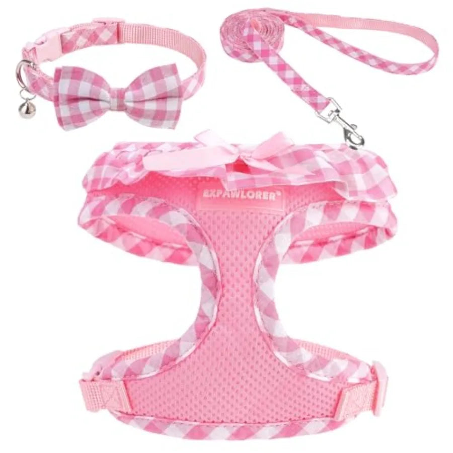 Adjustable No Choke Step In Dog Harness Leash Set Lightweight Mesh