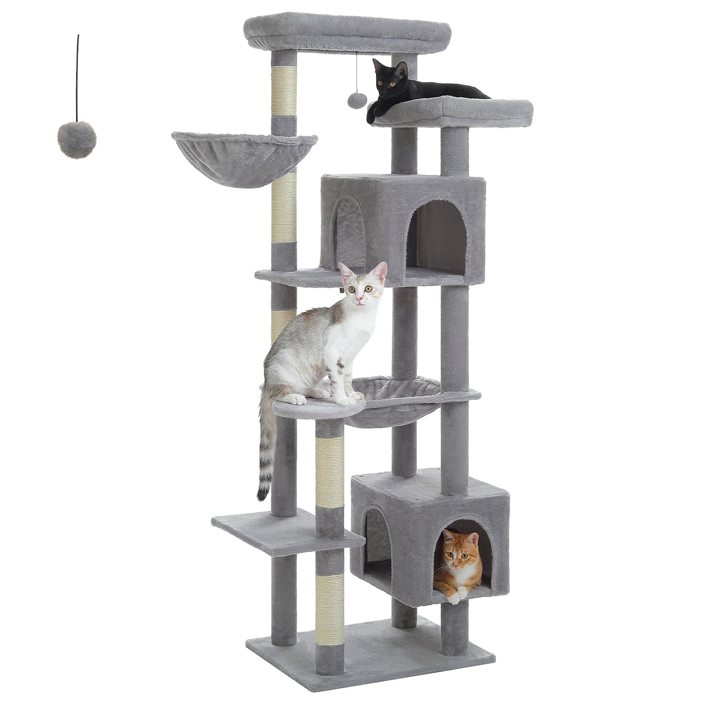 PAWZ Road Tall Cat Tree for Indoor Cats with Hammock and Scratching Posts