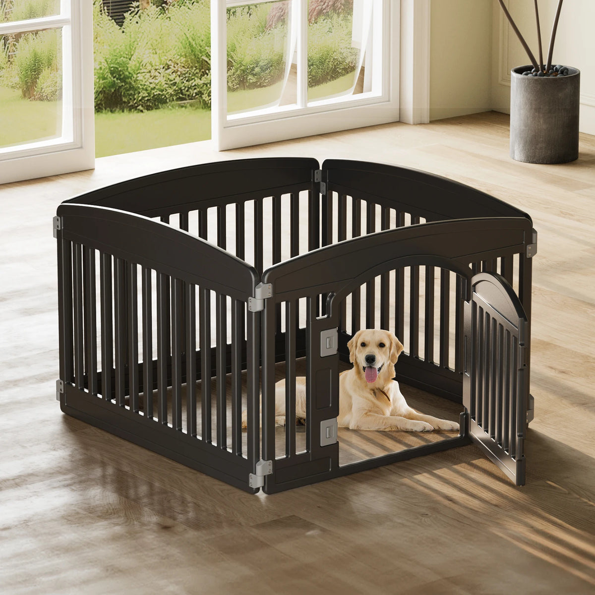 JHK Expandable Plastic Dog Playpen For Safe Indoor Outdoor Housing