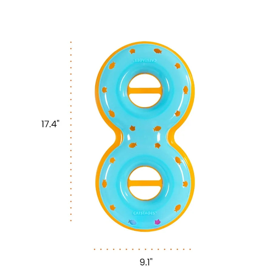 Meowsome Infinity Ball Track for Cats, Figure-8 Shaped, Compatible with 2-in-1 Topper Toys, Blue