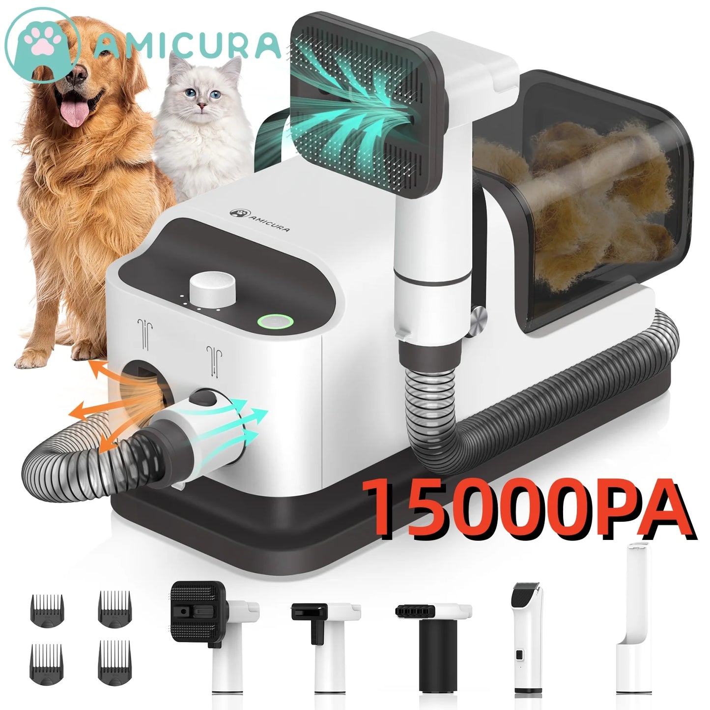 Amicura P1 Pet Grooming Vacuum And Hair Dryer Set