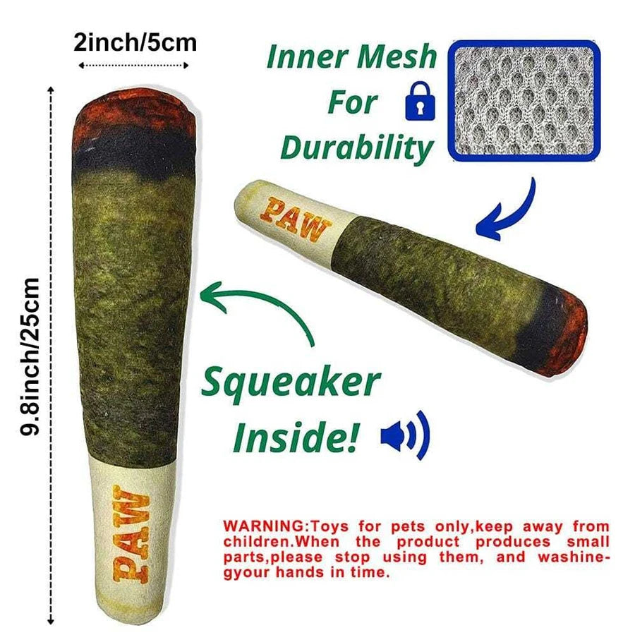 Funny Cigar Design Plush Squeaky Dog Toy For Chewing