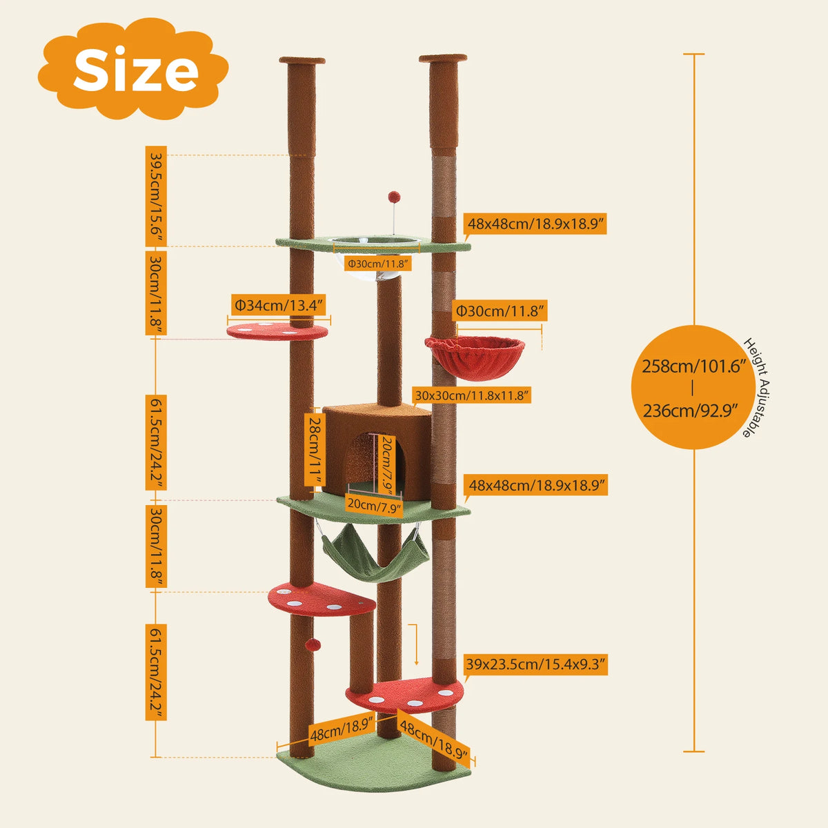 Pawz Road Multi Level Floor To Ceiling Cat Condo Tower