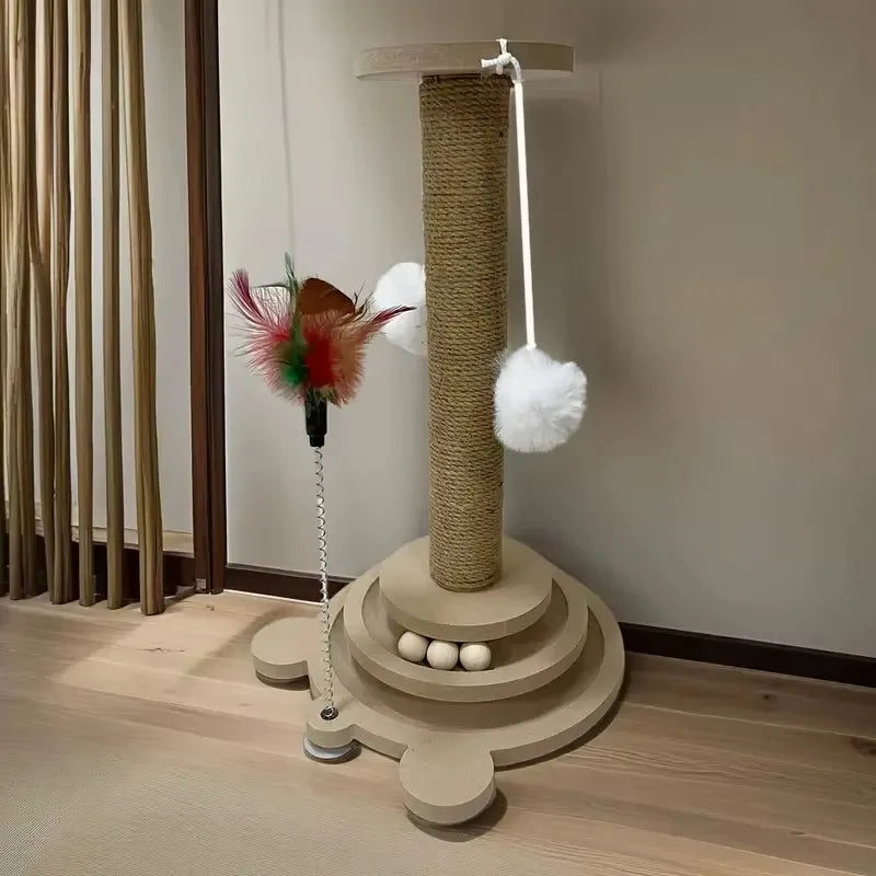 Durable Cat Scratching Post With Pest Resistant Sisal And Rotating Scratcher