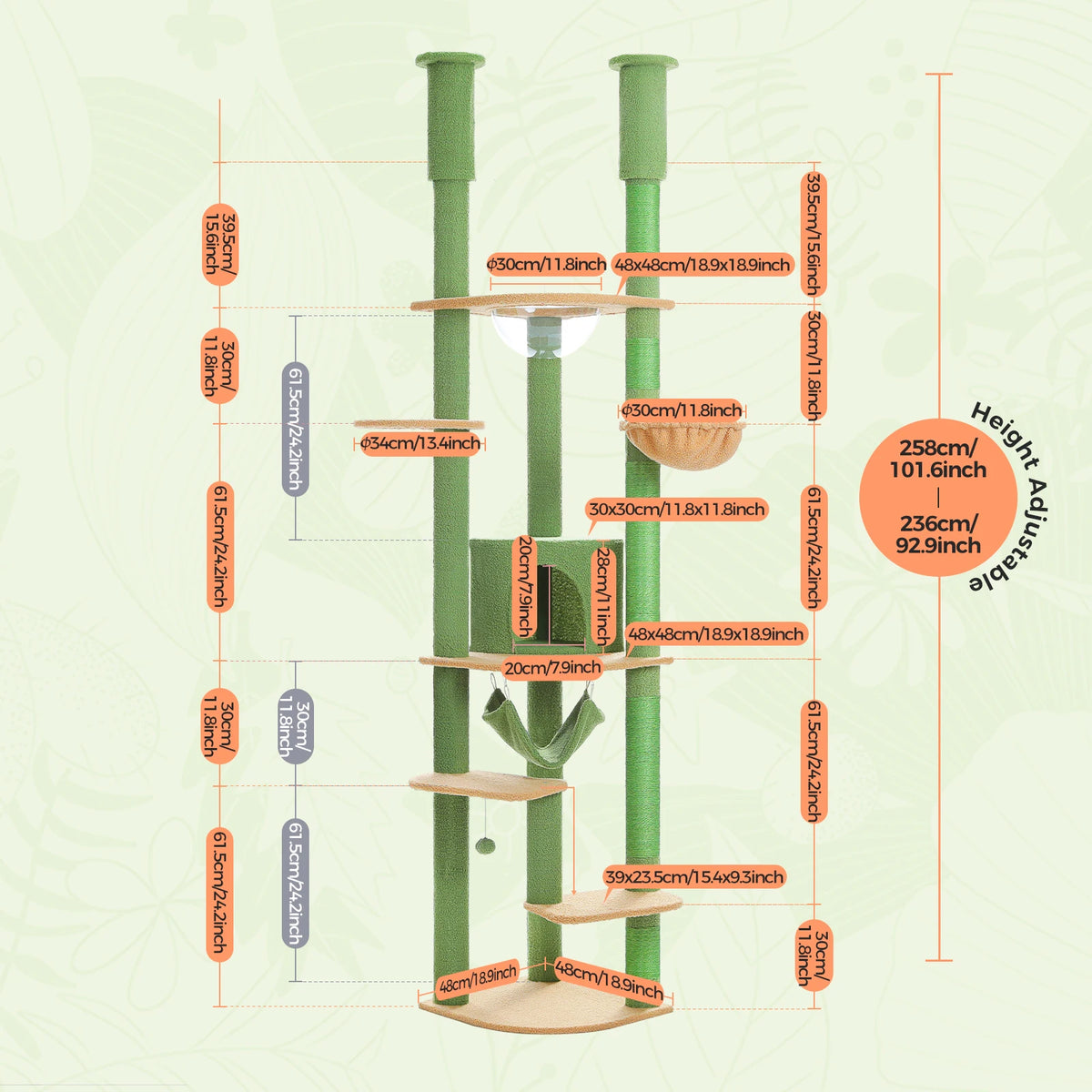 Pawz Road Multi Level Floor To Ceiling Cat Condo Tower
