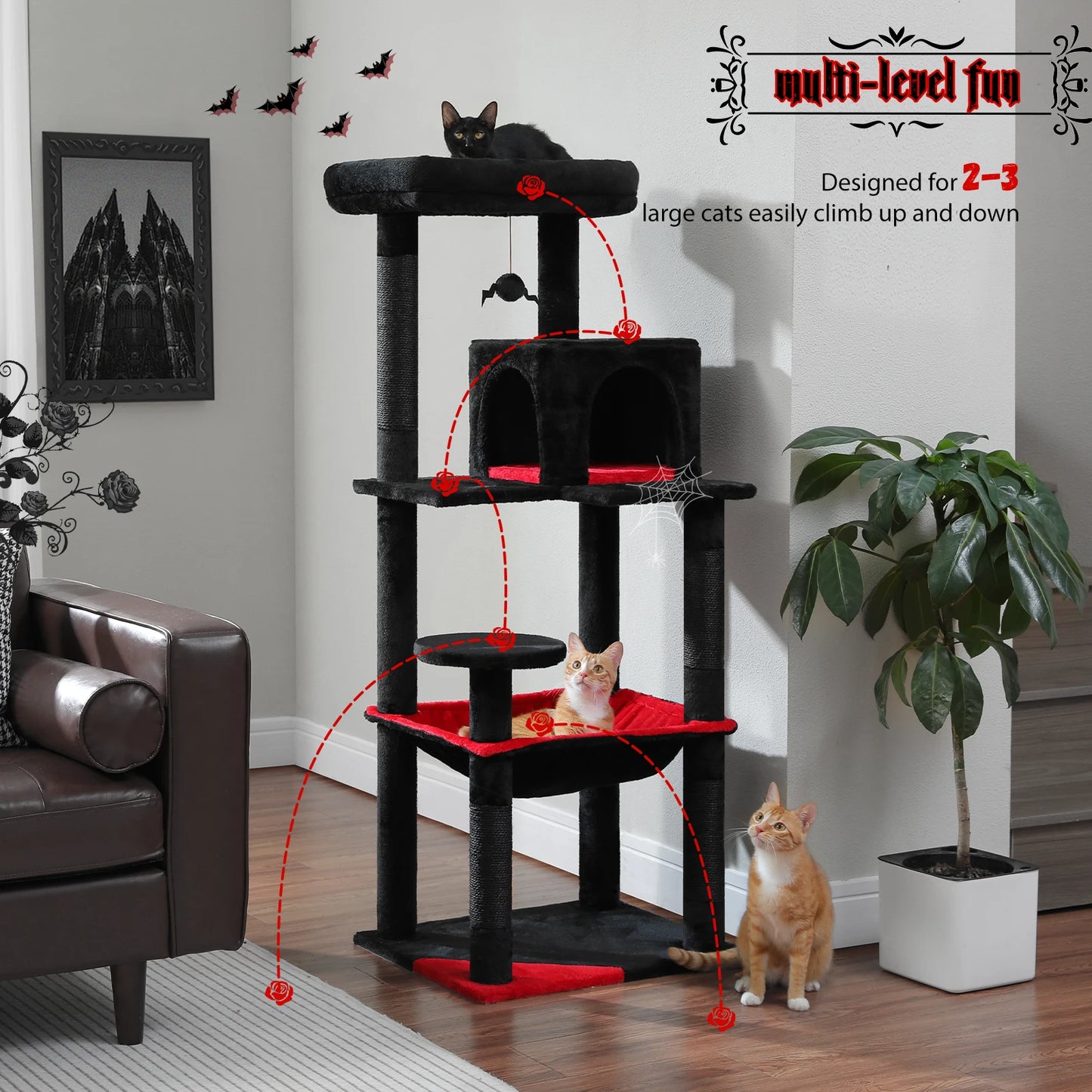 PAWZ Road Gothic Cat Tree Tall Indoor Tower With Hammock