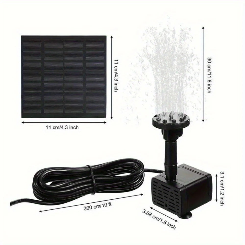 Solar Fountain With Six Nozzles Floating Pond Pump Bird Baths