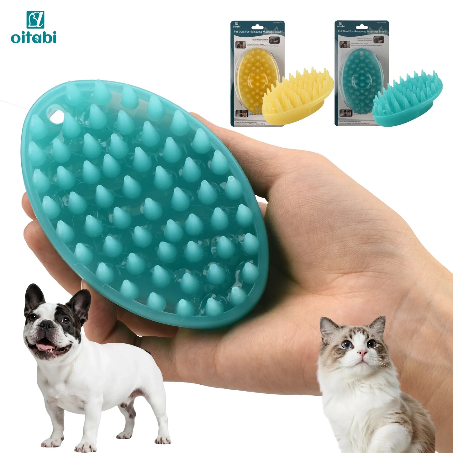 Oitabi Soft Rubber Pet Brush For Short Hair Dogs And Cats Deshedding Massaging