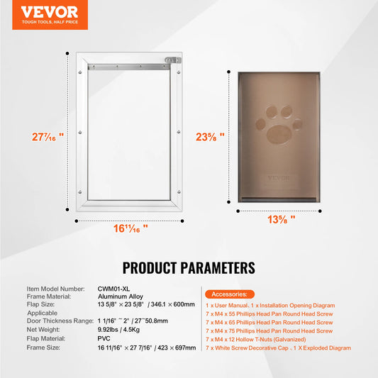 Pet Door Aluminum Frame With Locking Flap System Weatherproof