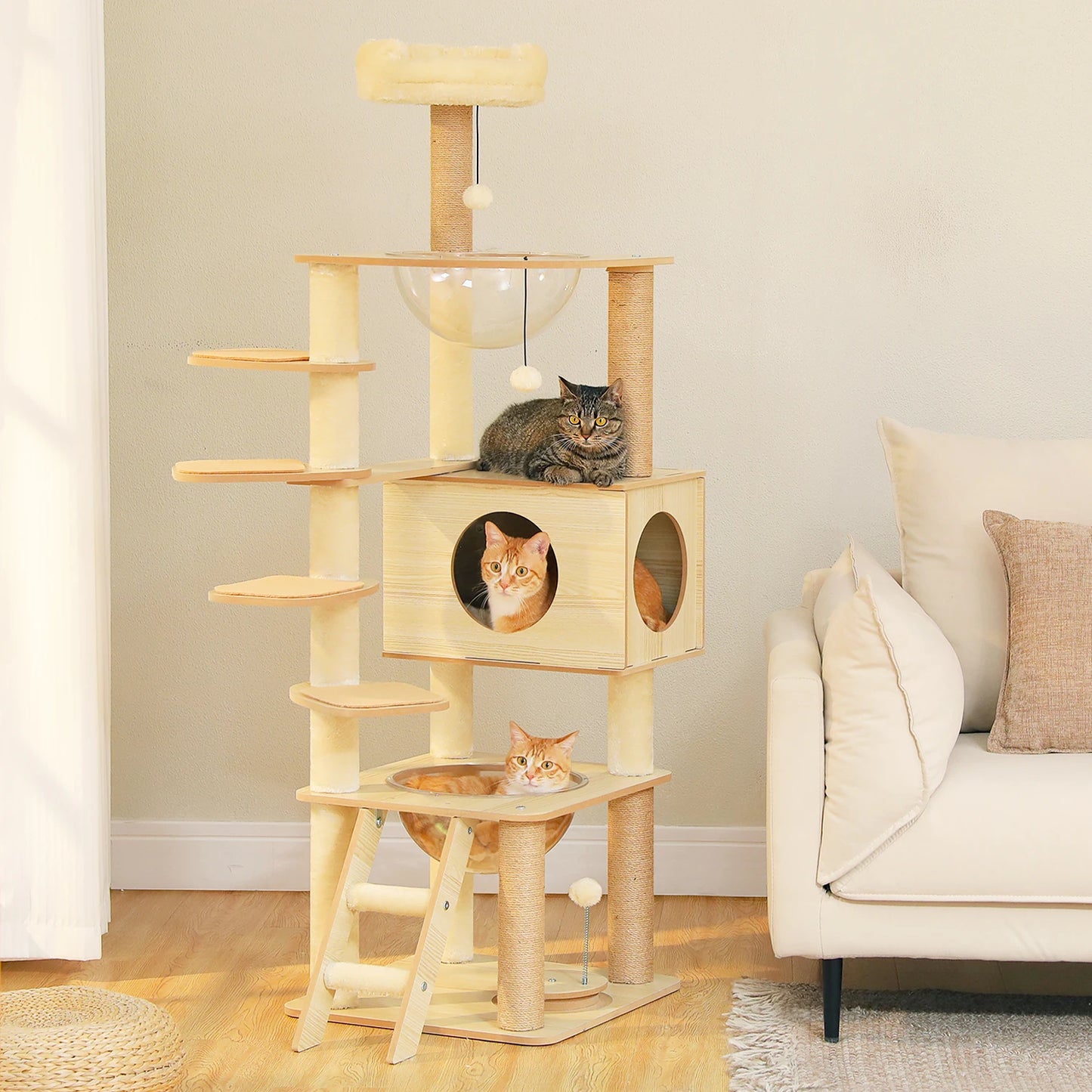 PAWZ Ro Multi Level Cat Tree Indoor Wood Tower Posts
