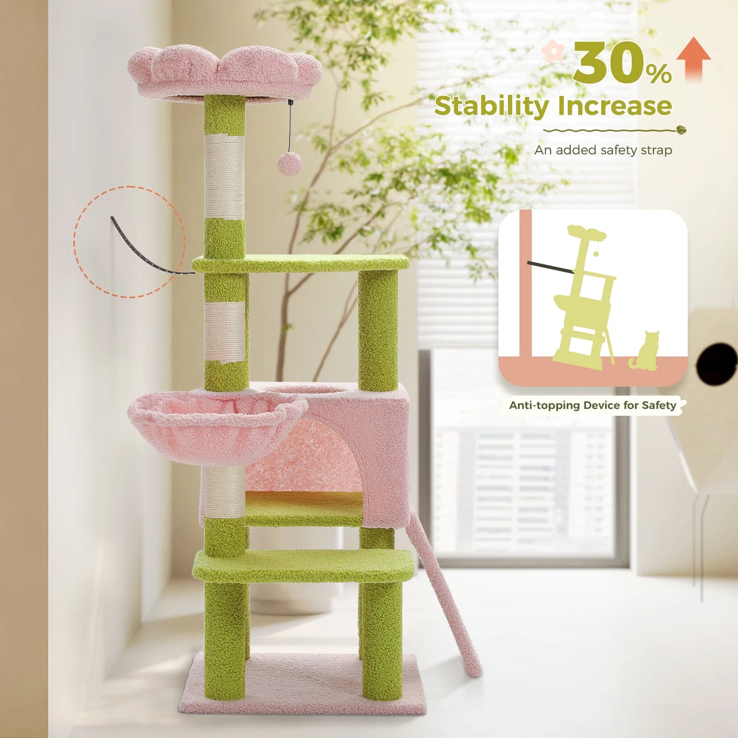 PAWZ Road Flower Cat Tree Multi Level Tower With Sisal Scratching Posts