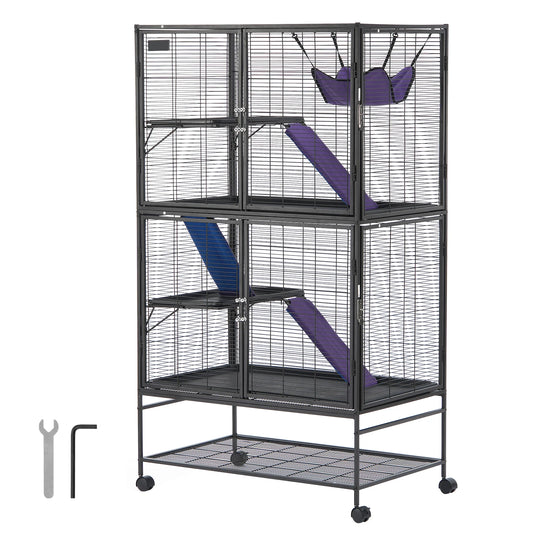 Rolling Metal Ferret Cage Four Tier Small Animal Cage Hamster Rats
