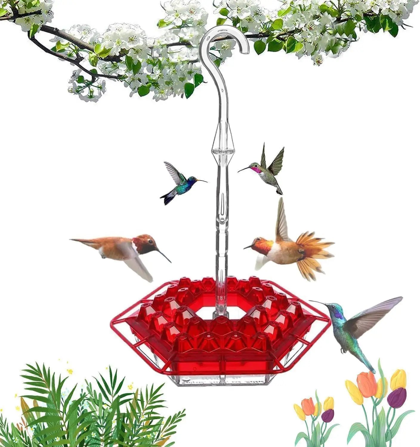 Hummingbird Feeder With Leak Proof Design Outdoor Hanging 30 Ports Ant Moat