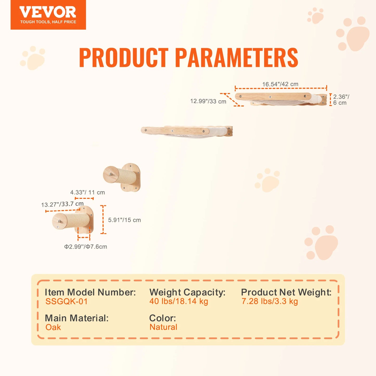 SucceBuy Wall Mounted Cat Shelves Kit With Jumping Boards Perches