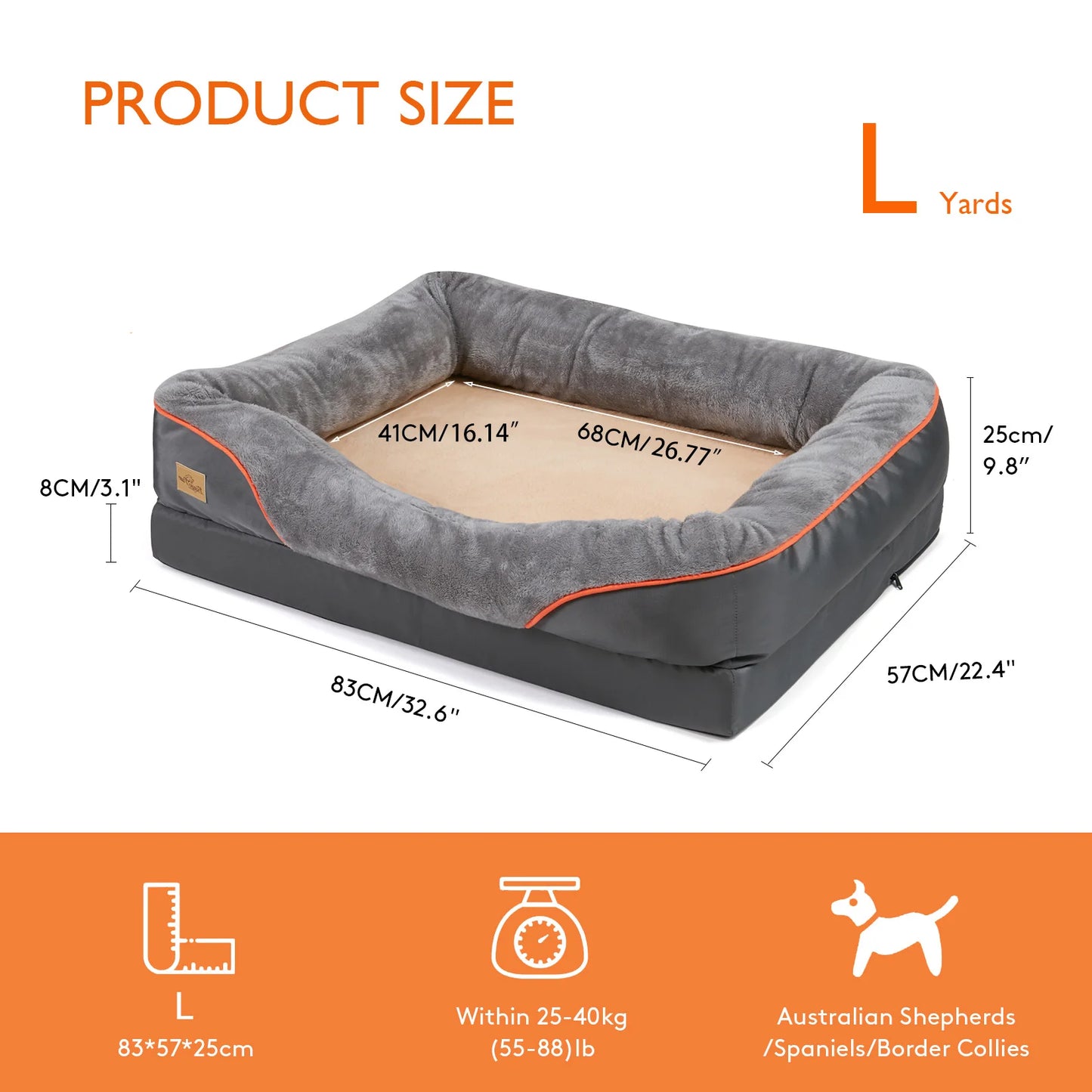 BINGOPAW Large Dog Bed With Anti Allergy Fleece Washable Cover Waterproof