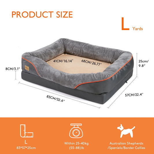 BINGOPAW Large Dog Bed With Anti Allergy Fleece Washable Cover Waterproof